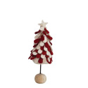 5-Inch Round x 13-Inch Height Handmade Red And White Wool Felt Tree With Star & Wood Ball Base