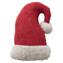 12-Inch x 9-Inch Woven Red Santa Hat Shaped Pillow with Faux Sherpa Cuff & Pom Pom