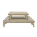 8-Inch Cream Distressed Metal Footed Pedestal 
