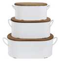 White Decorative Metal Boxes With Wood Lids