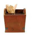 7-1/4-Inch Square 4-Compartment Wood And Metal Utensil Holder