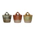4 1/4-Inch x 3 3/4-Inch x 4 1/4-Inch Stoneware Reactive Glaze Wall Planter, 3 Assorted Styles