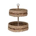 15-Inch x 11 3/4-Inch Wicker And Bankuan Woven 2 Tier Tray