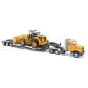 1:87 HO Scale Cat CT681 Day Cab Tractor With Lowboy Trailer And Cat 950G Wheel Loader