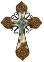 Turquoise And Tooled Leather Cross