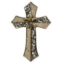 Brown/Beige Fleur De Lis Cross