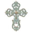 13-1/2-Inch Turquoise Patina Cross