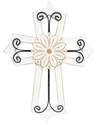 White Cross With Flower Wall Decor