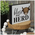 Highland Cow Bless Our Herd Wood Decor