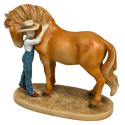 8-1/4-Inch X 6-1/2-Inch Boy With Brown Horse Statue