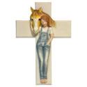 8-3/4-Inch X 13-1/4-Inch Wall Cross Girl And Horse