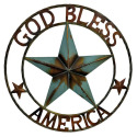 24-Inch Metal Circle Star With God Bless America
