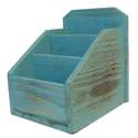 Teal Wood 3-Compartment Organizer