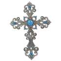 13-1/2-Inch Silver & Turquoise Cross