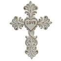 12-Inch White Distressed Love Cross