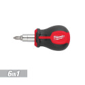 3-Inch 6-In-1 Stubby Multi-Bit Screwdriver With Tri-Lobe Handle