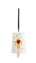 2-Inch X 2-1/2-Inch,  Stoneware, "Blessed" Heartful Home Bell  With Satin Ribbon Hanger