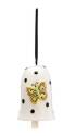 2-Inch X 2-1/2-Inch,  Stoneware, "Happy" Heartful Home Bell  With Satin Ribbon Hanger