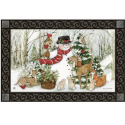 18-Inch X 30-Inch Woodland Snowman With Birds, Deers, Fox And Rabbits Matmate™ Doormat