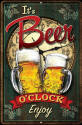 11.75 x 7.75-Inch Aluminum Beer O'Clock Sign