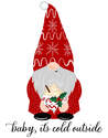 12-1/2 x 16-Inch Baby It's Cold Outside Red Gnome Tin Sign