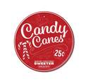 11-3/4-Inch Candy Canes Making Christmas Sweeter Since 1874, Round Aluminum Sign