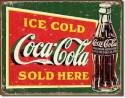 Ice Cold Coco-Cola Sold Here Green Tin Sign