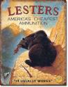 Lesters Americas Cheapest Ammunition Tin Sign
