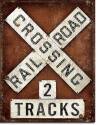 Railroad Crossing 2-Tracks Vintage Tin Sign