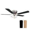Millbridge, 52-Inch, Satin Nickel, Reversible Black/Light Maple Blade, Hugger Ceiling Fan, With LED, White Frosted Glass Shade