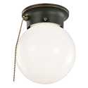 1-Light Oil Rubbed Bronze Ceiling Mount Globe Light With Pull Chain