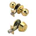 Polished Brass Pro Ball Entry Knob And Deadbolt Combo