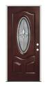 36-Inch X 80-Inch Left-Hand Mahogany Patina Fleur Fiberglass Prehung Door  