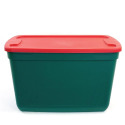 20-Gallon Green Storage Tote With Red Lid