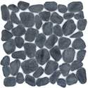 12 x 12-Inch Cultura Black Natural Stone Pebbles Mosaic Mesh-Mounted Tile