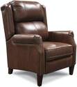 Brown Leather Pushback Recliner With Nailhead Trim