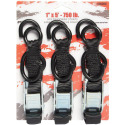 1-Inch x 5-Foot 750-Pound Black Motorcycle/ATV Cam Buckle Tie Down 3-Pack