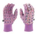 Large Pink Dot Palm Jersey Gloves With Knit Cuffs