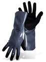 12-Inch Gray Interlocked Lined Rough Grip Dipped Nitrile Gloves 