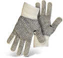 Large White/Black Reversible String Knit Glove With Dotted Palm