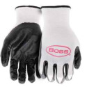 Large, Black And White, Nylon/Polyester Shell, Elastic Knit Wrist, Flat Coating, Nitrile Grip Glove, 5-Pack