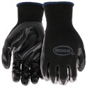 Medium, Black, Nylon/Polyester Shell, Elastic Knit Wrist, Flat Coating, Nitrile Grip Glove