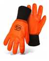 Large High-Visibility Orange PVC Glove With Knit Wrist