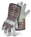Large Gray Leather Glove With Gauntlet Cuff