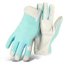 Ladies' White Spandex Garden Glove With Leather Palm, Assorted Colors