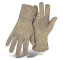 Large Brown Tweed Ragg Wool Gloves With Ribbed Knit Wrist