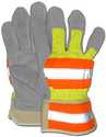 Large High-Visibility Orange Glove With Leather Palm