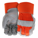 Large, Cowhide Leather, Knuckle And Fingertips Guard, Double Leather Palm Glove, With Extended Safety Cuff