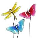 Glass Butterfly And Dragonfly Garden Stake