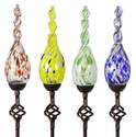 Solar Glass Flame Finial Garden Stake With Metal